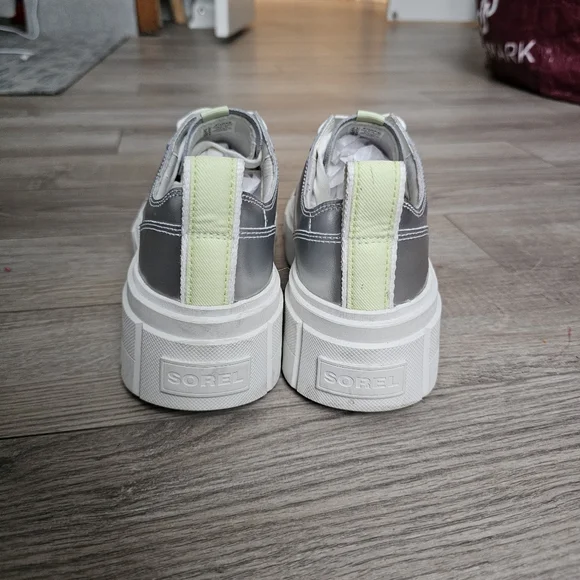 Sorel Silver Metallic Platform Sneakers with White Soles - Picture 6 of 8